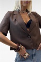 giacchina crop con manica corta sand